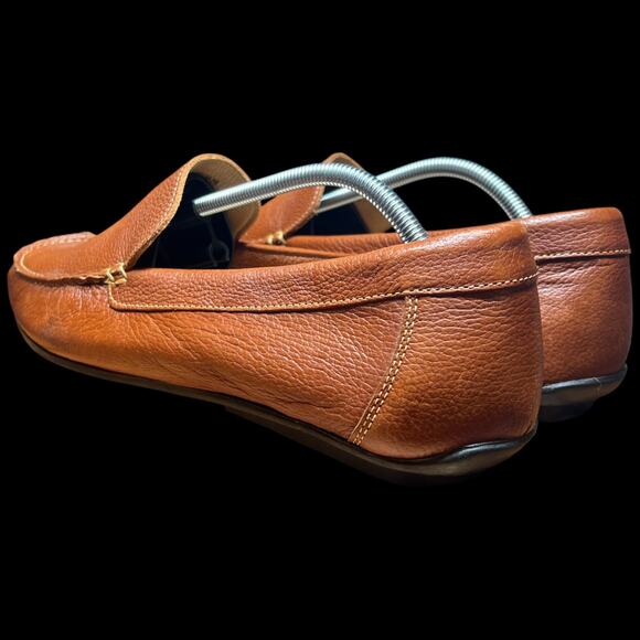 14th & UNION Men 13M Cognac Pebble Leather Driving Loafer Moccasins Preppy Shoe - Picture 3 of 11
